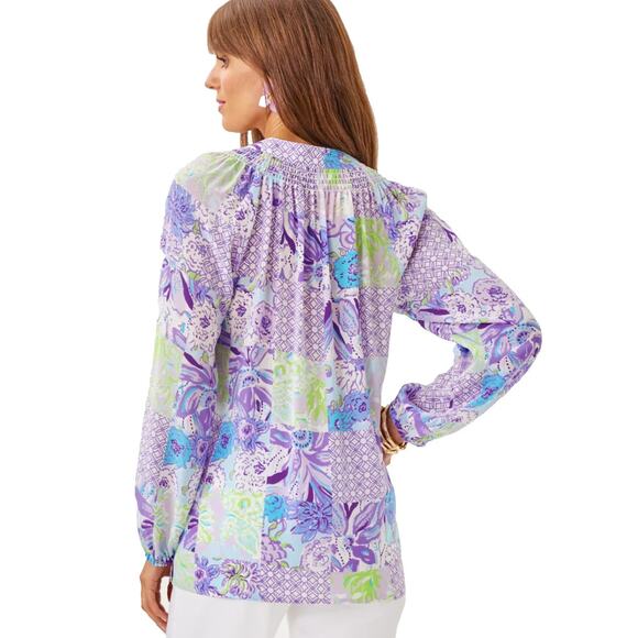 Sold! New w/Tag Lilly Pulitzer Womens Juicy Story Patch Silk Elsa Top XL RT $178 - Picture 3 of 11